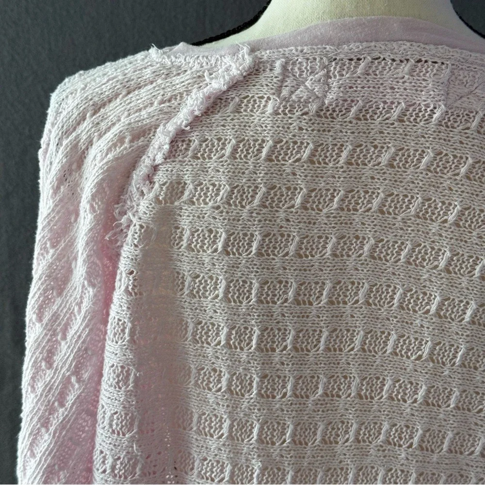 We The Free Free People Pink Waffle Knit Dolman Sweater Raw Hem Boho Extra Small
